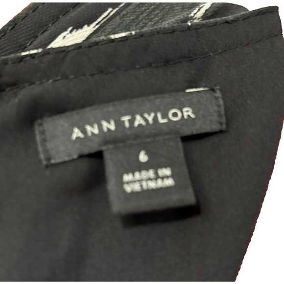 Ann Taylor Sleeveless Green Black Faux Wrap Dress Lined Size 6 Geometric Print - Picture 7 of 10